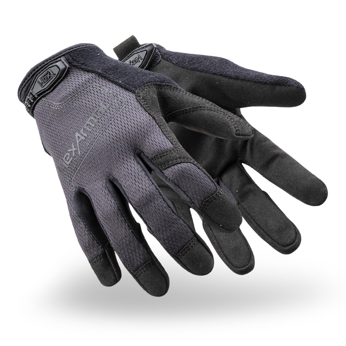 HexArmor law enforcement gloves with palm grip for secure handling in dry conditions.
