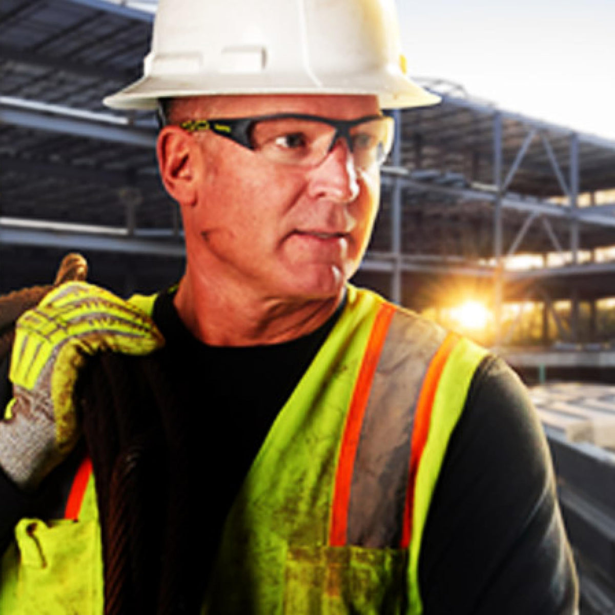HexArmor MX250 brow guard reduces exposure to debris during work.