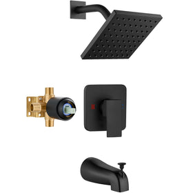 Heyalan 6-inch square showerhead delivering even rainfall for a spa-like shower.
