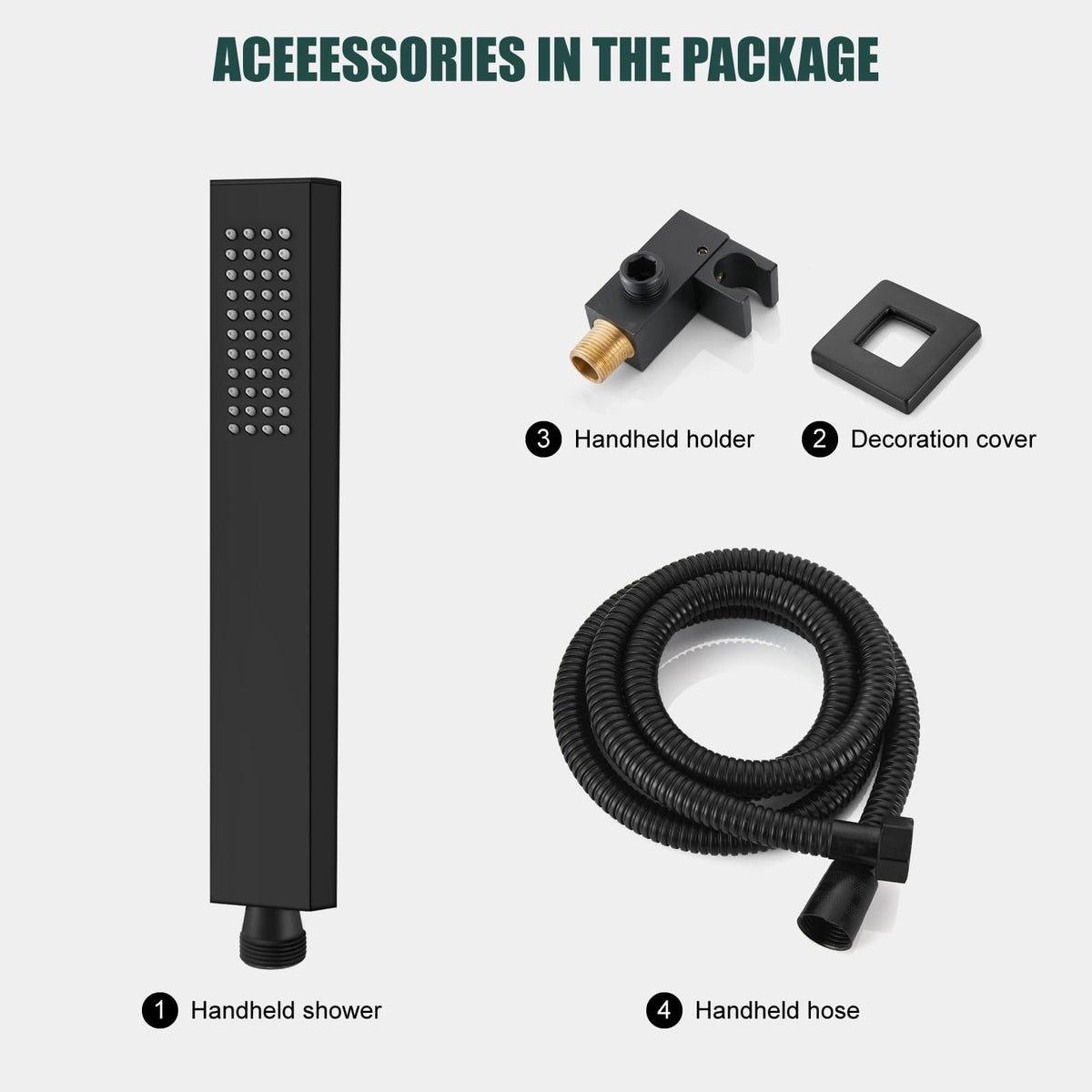 Heyalan long hose provides flexible reach for comfortable showering.