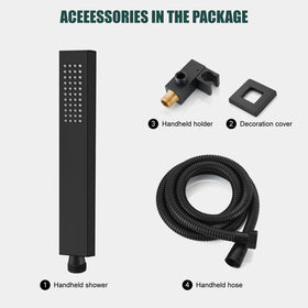 Heyalan long hose provides flexible reach for comfortable showering.