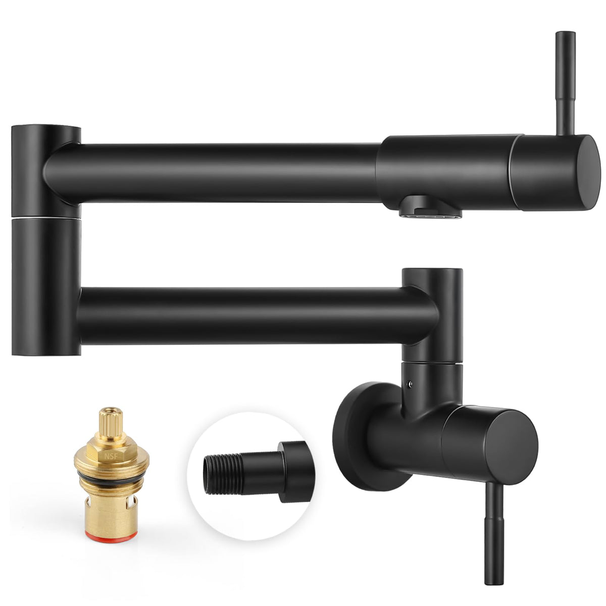 Heyalan pot filler with twenty-inch extension for easy stovetop pot filling.