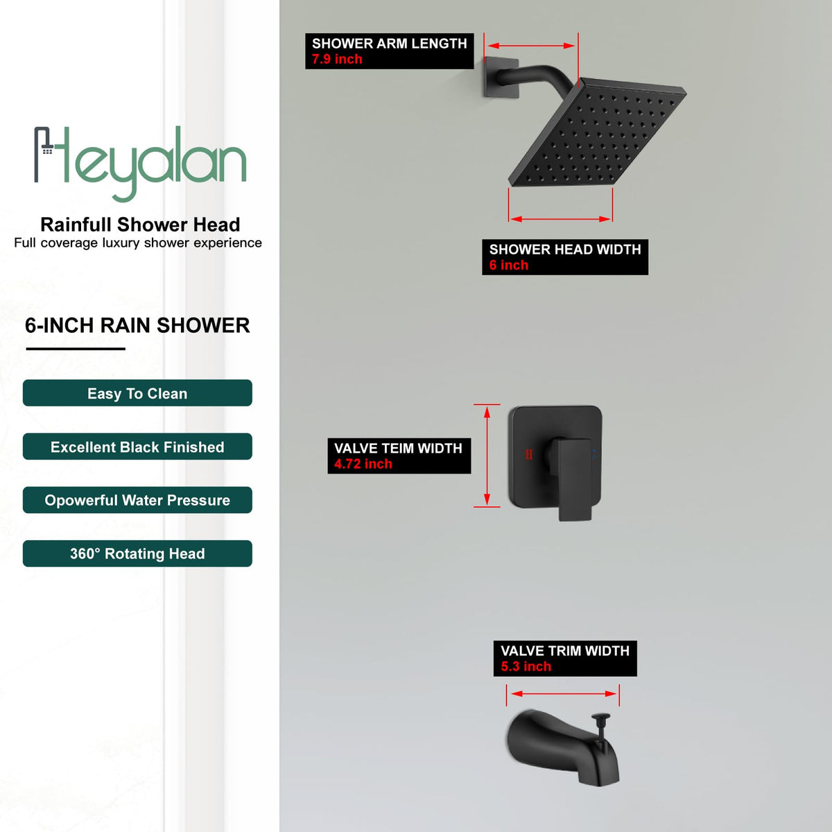 Heyalan tub spout with diverter enables easy bath-to-shower transitions.
