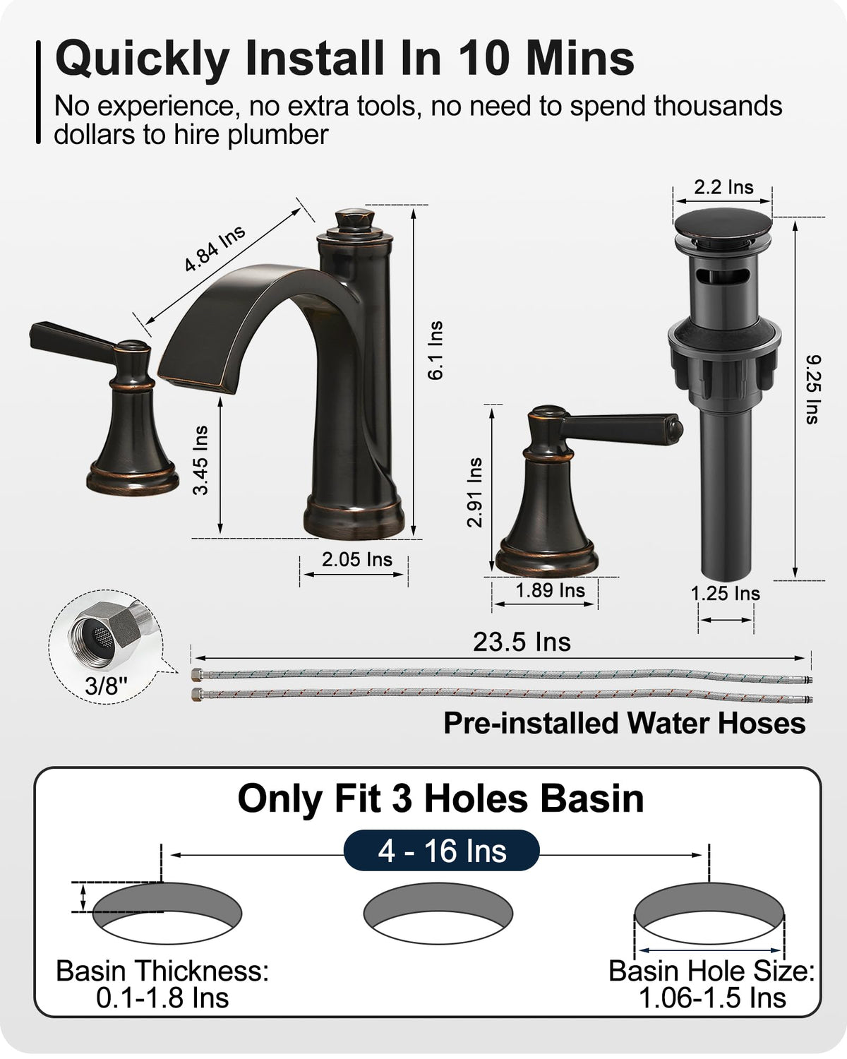 HeymyTap 23.5-inch supply hoses with stainless outer shell