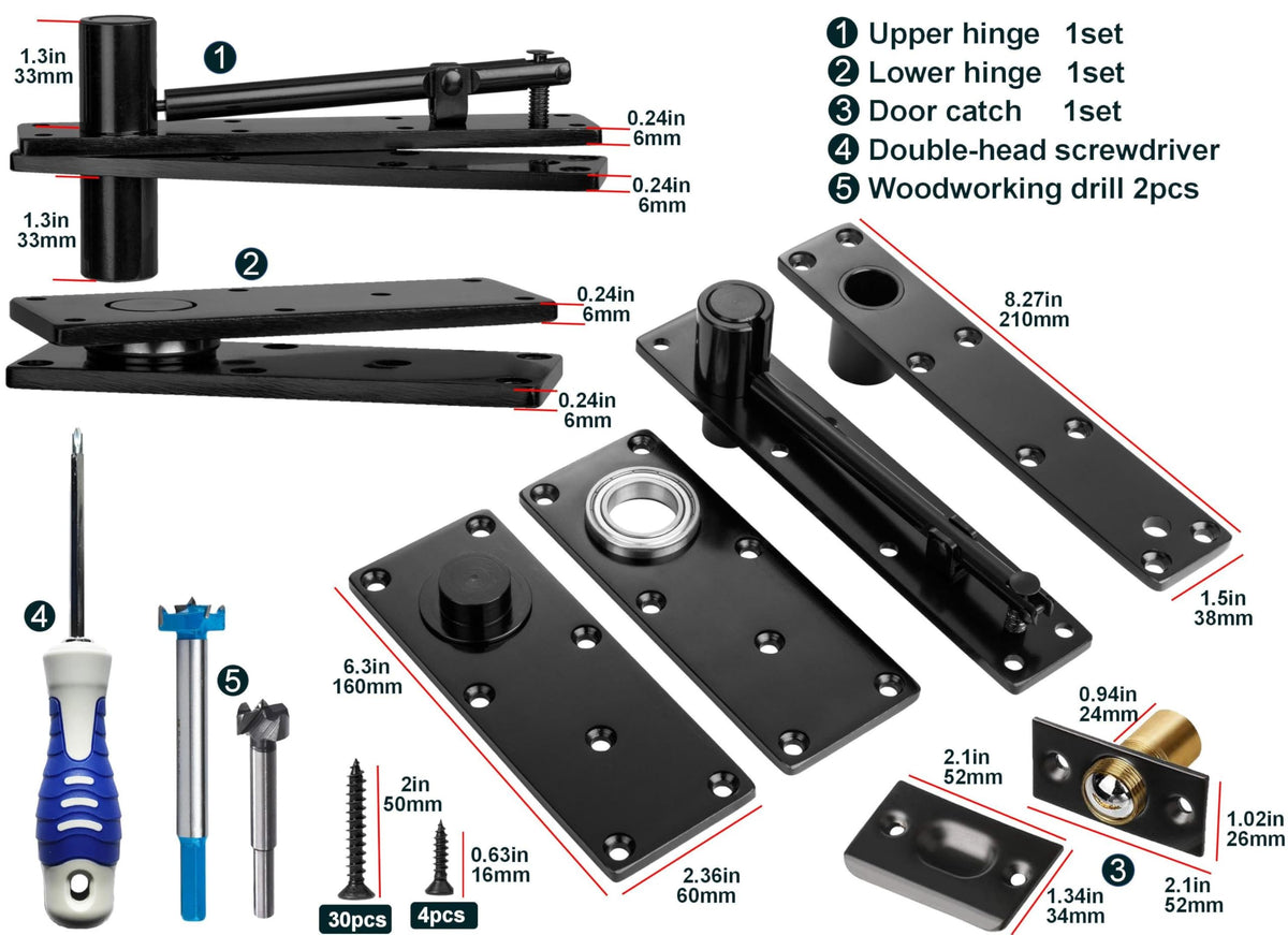 HFCENXIE 360-degree pivot hinge enables full door movement.