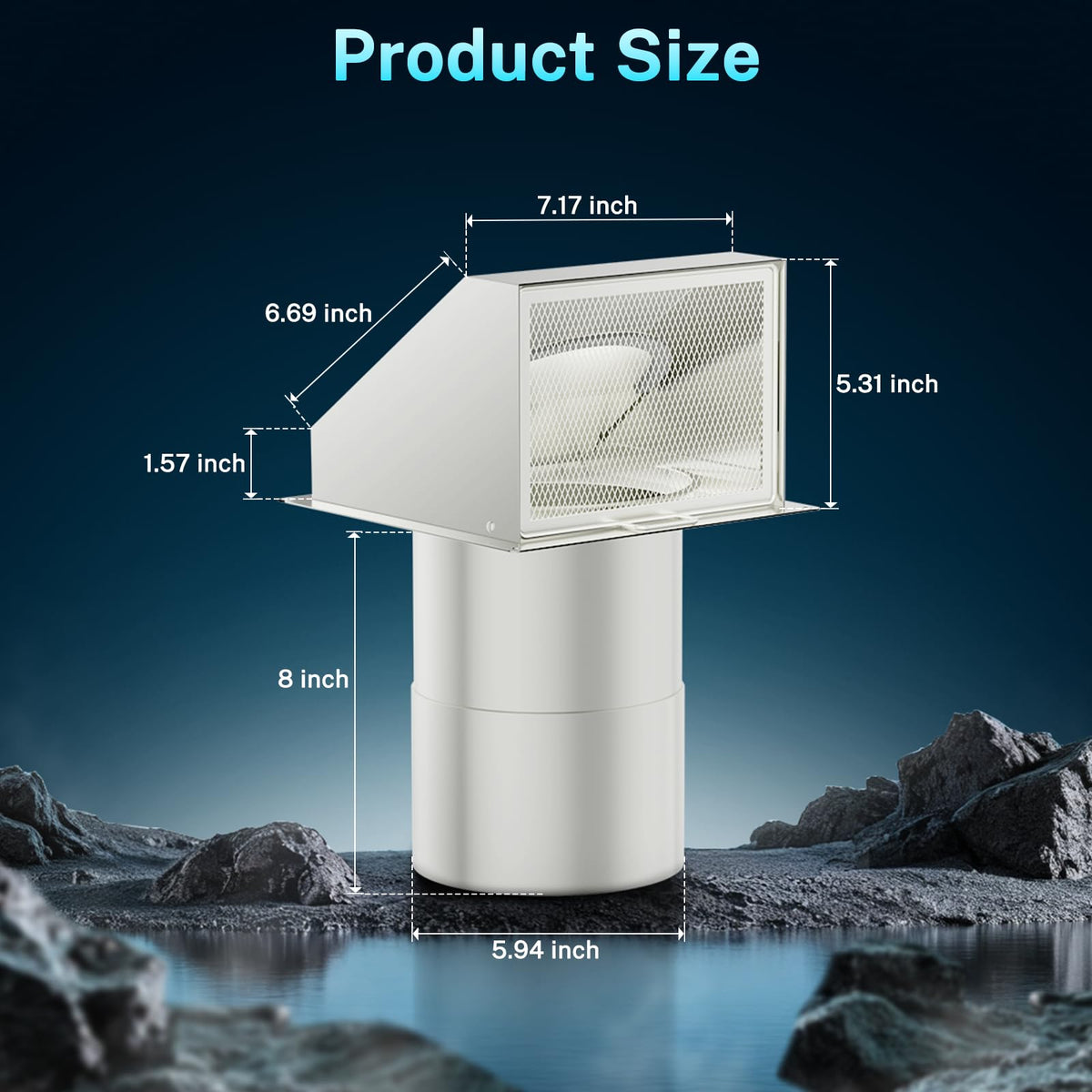 HG Power 6-Inch Hooded Wall Vent adjustable sleeve fits standard to thick walls.