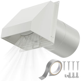 HG Power 6-Inch Hooded Wall Vent with front damper keeps backdrafts in check.