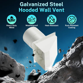 HG Power 6-Inch Hooded Wall Vent step-valve maintains reliable seal.