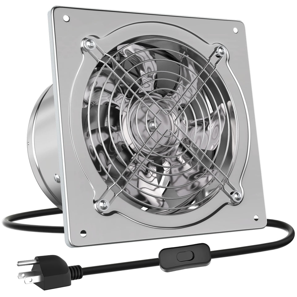 HG Power 8-Inch fan front view shows strong airflow for smoke and humidity removal