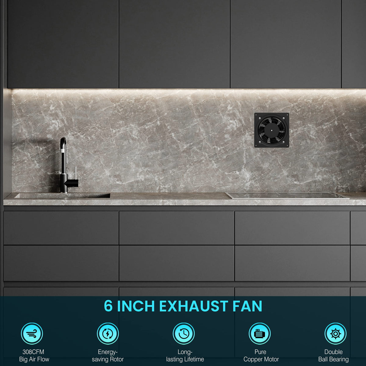 HG Power exhaust fan suitable for kitchen, attic, and garage ventilation.