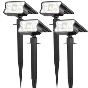 HGGH solar spotlight wall-mounted, IP67-rated for all-weather outdoor use.
