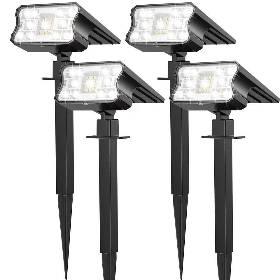 HGGH solar spotlight wall-mounted, IP67-rated for all-weather outdoor use.