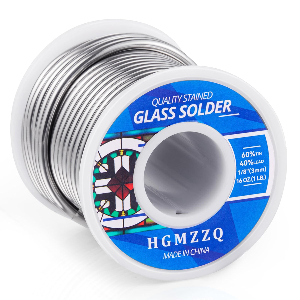 HGMZZQ 60/40 stained glass solder 3mm spool for durable glass art bonds.