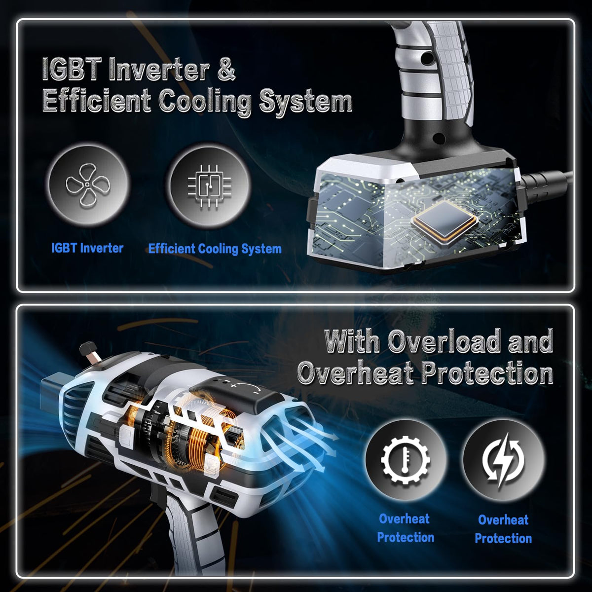 HGNVGZ hot start arc force helps smooth electrode starts during welding.