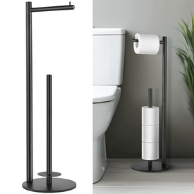HHAOLUDUO toilet paper stand front view shows accessible, organized rolls.