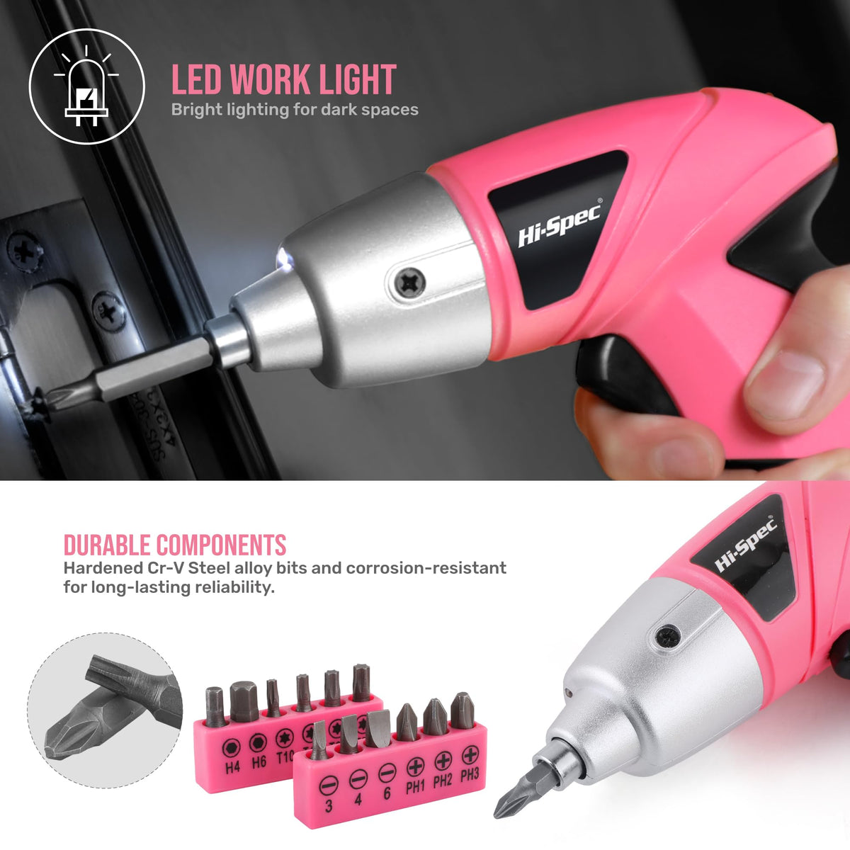 Hi-Spec 220rpm single-speed screwdriver used for furniture assembly.