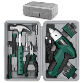 Hi-Spec 3.6V cordless screwdriver in use with bits for quick assembly