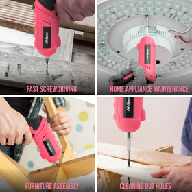 Hi-Spec 42pc pink tape measure and spirit level for precise layouts.