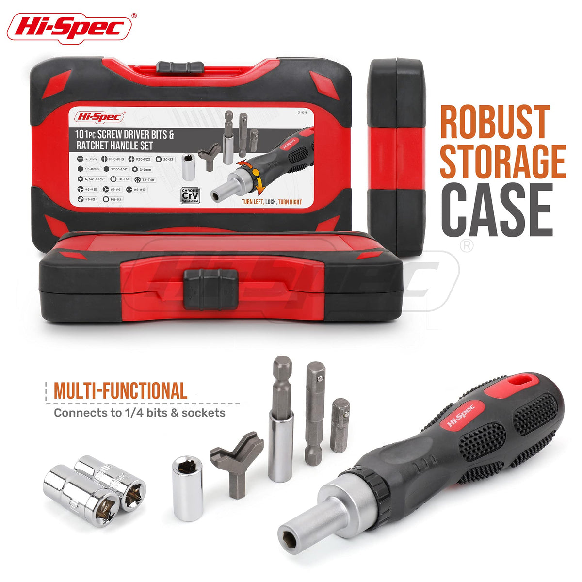 Hi-Spec CrV security bits variety including tamper-proof Torx and hex for precision tasks.