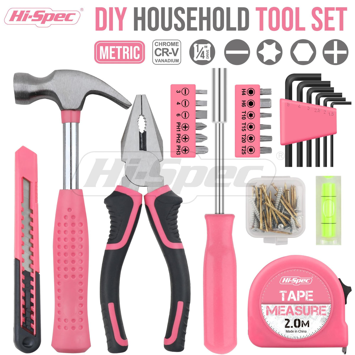 Hi-Spec pink mini claw hammer highlights comfortable grip for precise tapping