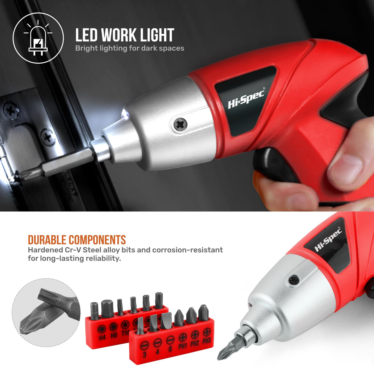 Hi-Spec 220rpm screwdriver ideal for smooth fastening in home projects.