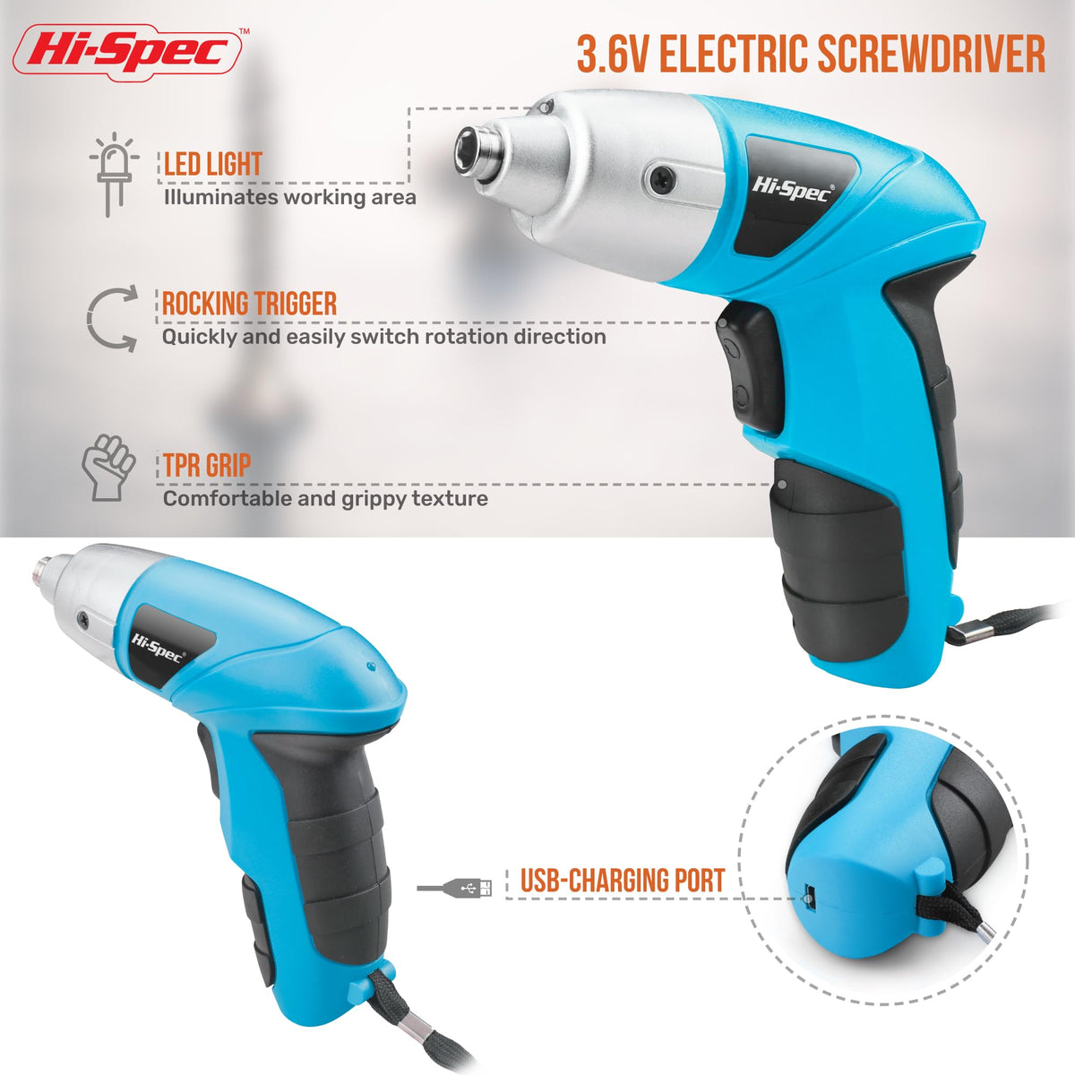 Hi-Spec compact design fits the hand for precise screwdriving at home.