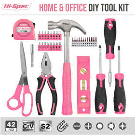 Hi-Spec pink hammer shown for sturdy, precise driving in home projects.