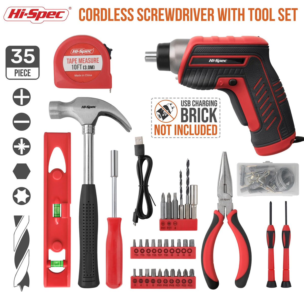 Hi-Spec USB electric screwdriver charging on the go for fast furniture assembly.