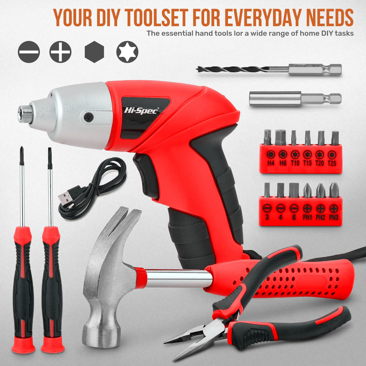 Hi-Spec USB rechargeable screwdriver ready for on-the-go tightening tasks.