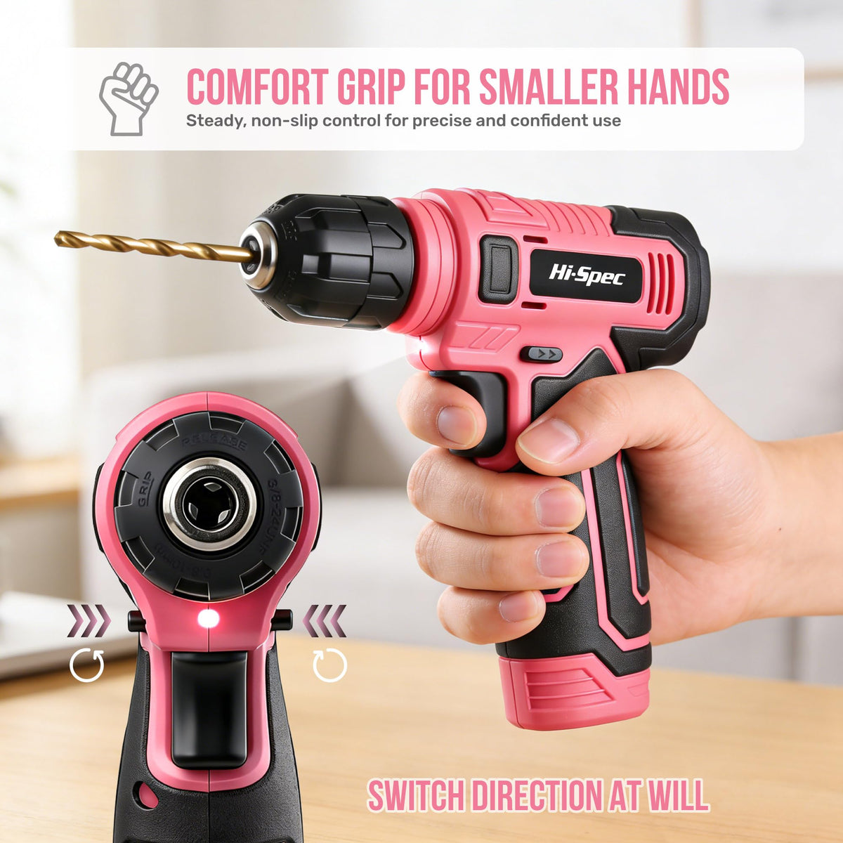 Hi-Spec women-friendly drill set suitable for home projects and students