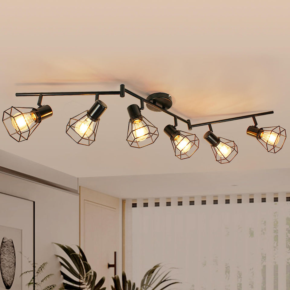 HiBay 6-light track lighting overview showing modern farmhouse style and flexible illumination