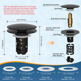 Hibbent compact matte black drain solution for clutter free sinks