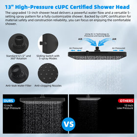Hibbent 12-inch extension arm raises and angles the shower head for optimal reach.