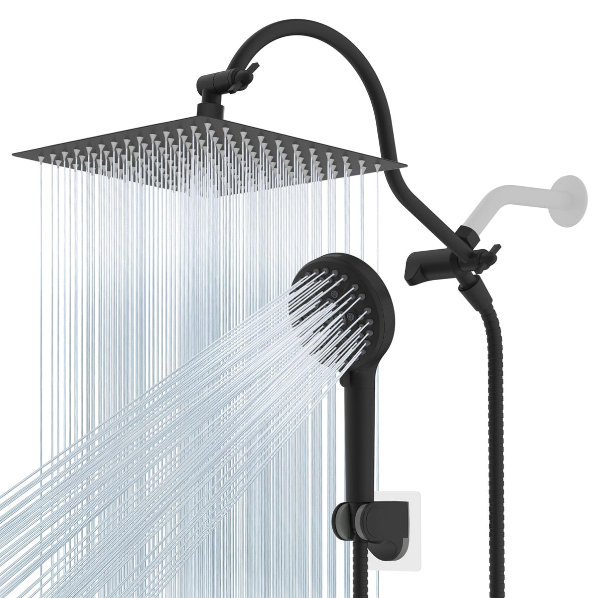 Hibbent 12-inch rainfall shower head provides broad coverage for a spa-like shower
