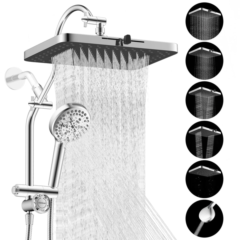 Hibbent 13-inch rainfall shower head with wide coverage for a spa-like shower