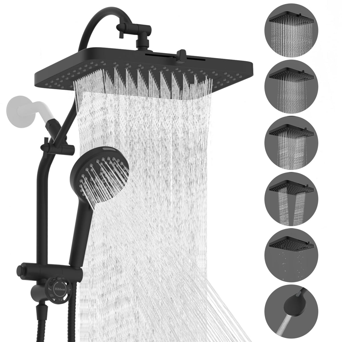 Hibbent 13-inch rainfall shower head delivers broad coverage for a spa-like shower.