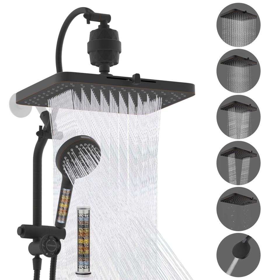 Hibbent 13-inch rainfall shower head with wide coverage for a relaxing wash.