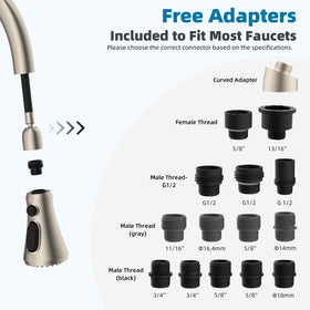 Hibbent 15 adapters pack enables broad faucet compatibility.