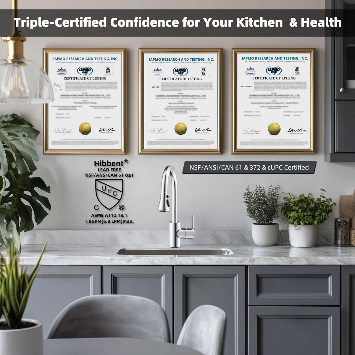 Hibbent 15 adapters included for broad compatibility with major faucet brands.