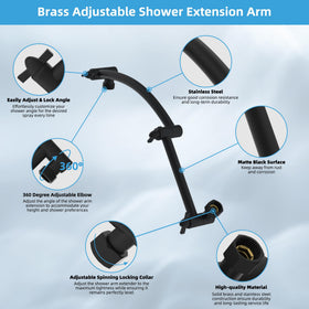 Hibbent 16-inch shower extension arm offers adjustable height and angle.