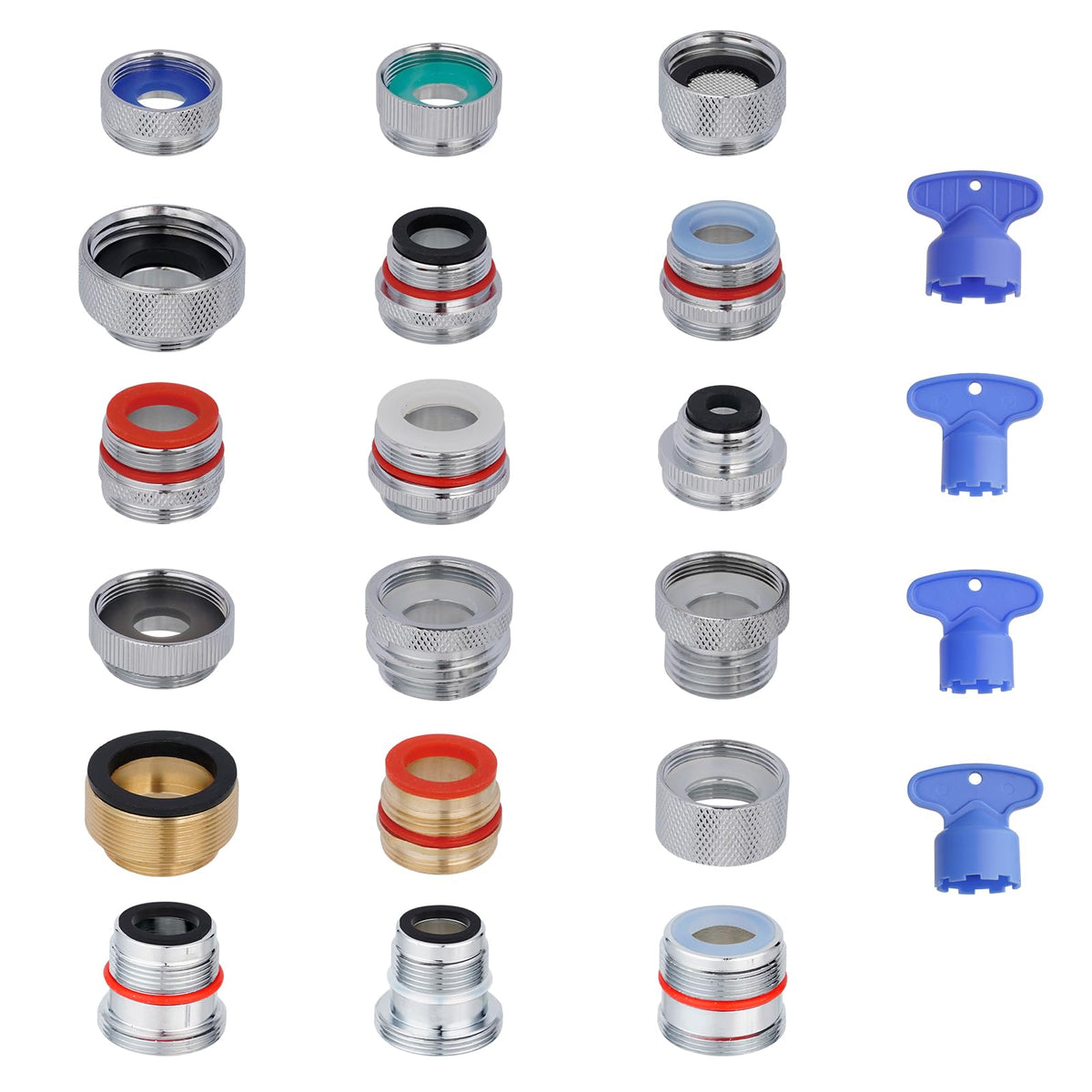 Hibbent 18-piece faucet adapter kit image showing versatile connections for hoses and fixtures.