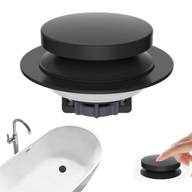 Hibbent 3-in-1 bathtub drain stopper in matte black with quick seal
