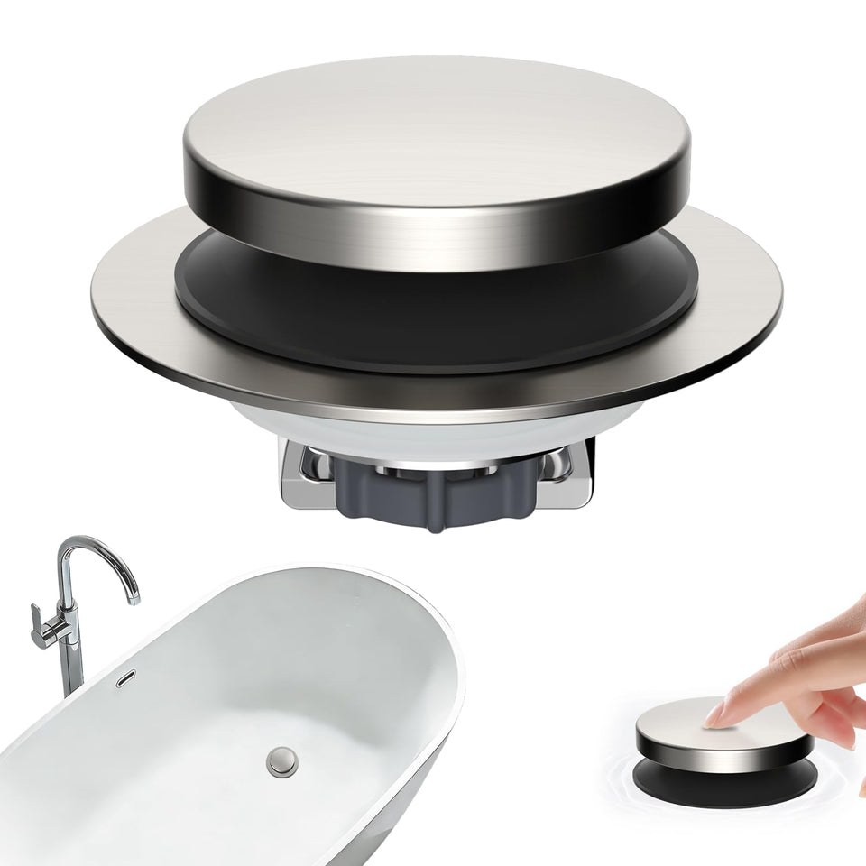 Hibbent 3-in-1 metal bathtub drain stopper enables quick sealing and rapid drainage