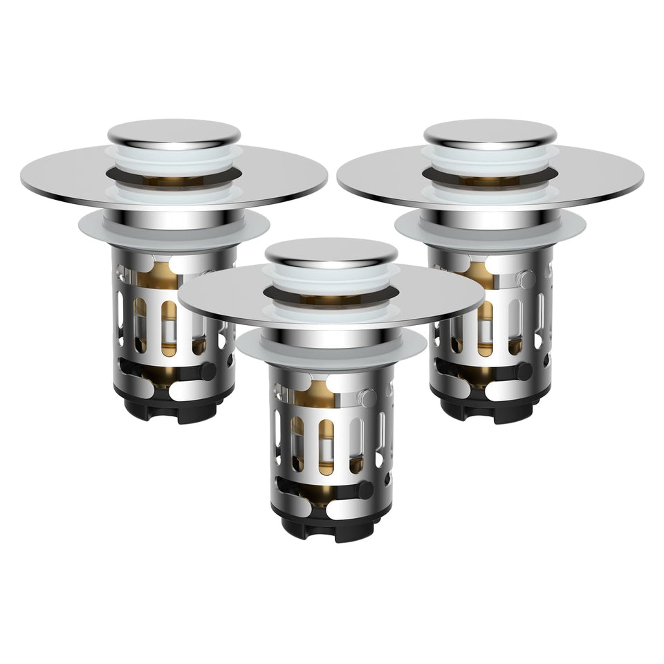 Hibbent 3-in-1 drain strainer universal fit with filtration and storage