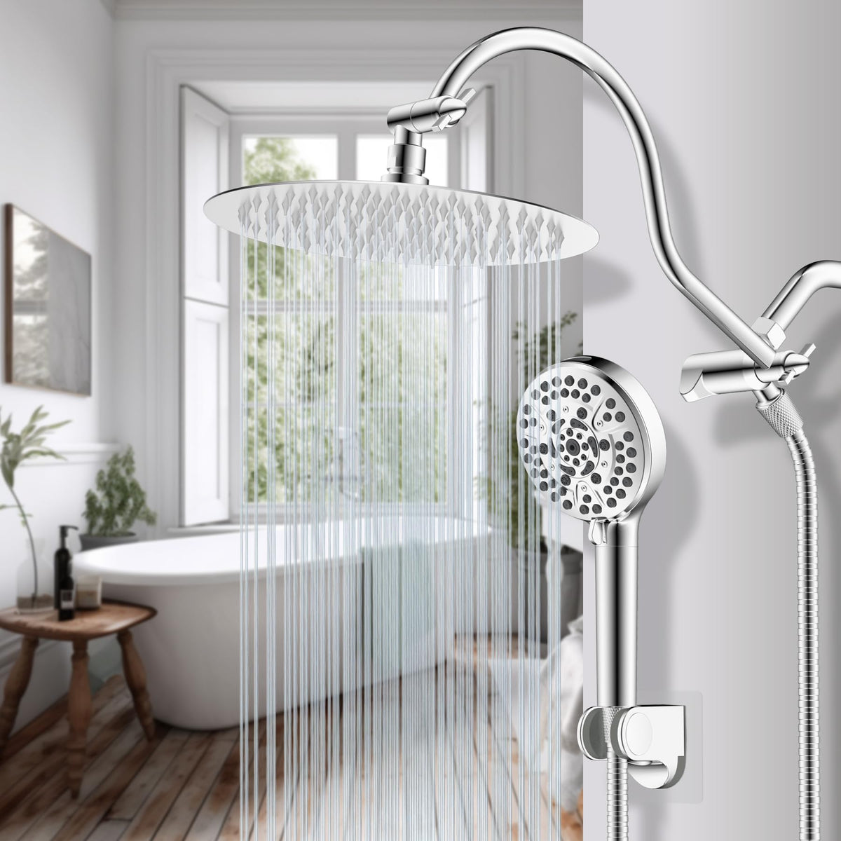 Hibbent integrated 3-way diverter for versatile showering options.