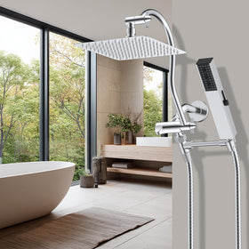 Hibbent 71-inch hose and holder extend reach for easy rinsing.