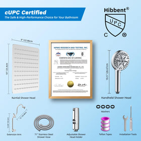 Hibbent 71-inch shower hose reaching around the shower space
