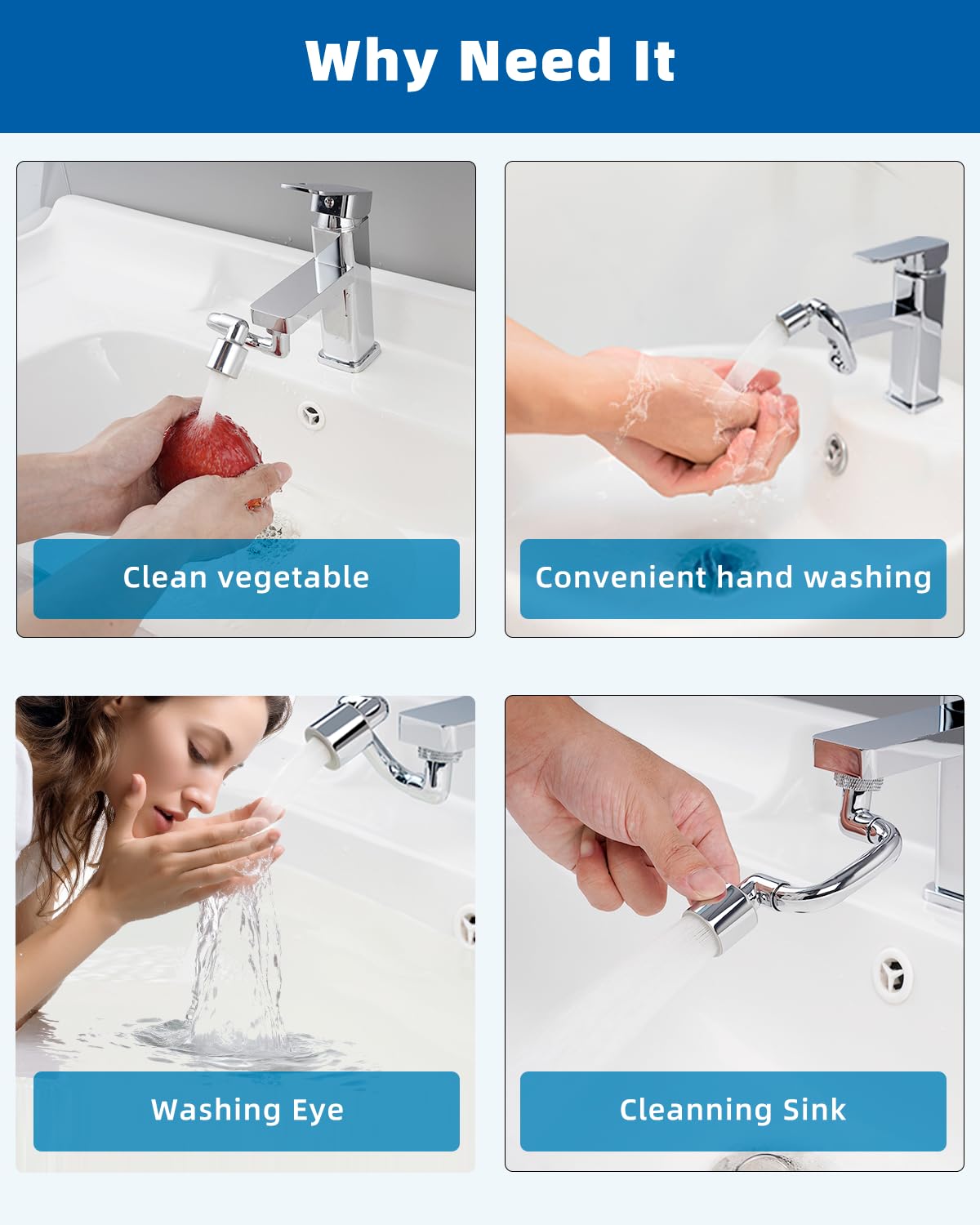 Hibbent included adapters ensure easy installation on various faucet threads.