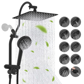 Hibbent all-metal 10-inch rainfall showerhead delivers steady coverage and durability.
