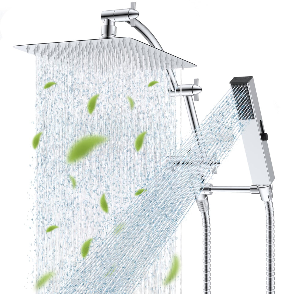 Hibbent all-metal CUPC rain showerhead in stainless steel for lasting rust resistance.